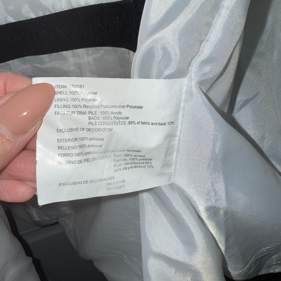 Nautica Women's Cream Puffer Coat with Faux Fur Trim - Picture 9 of 9